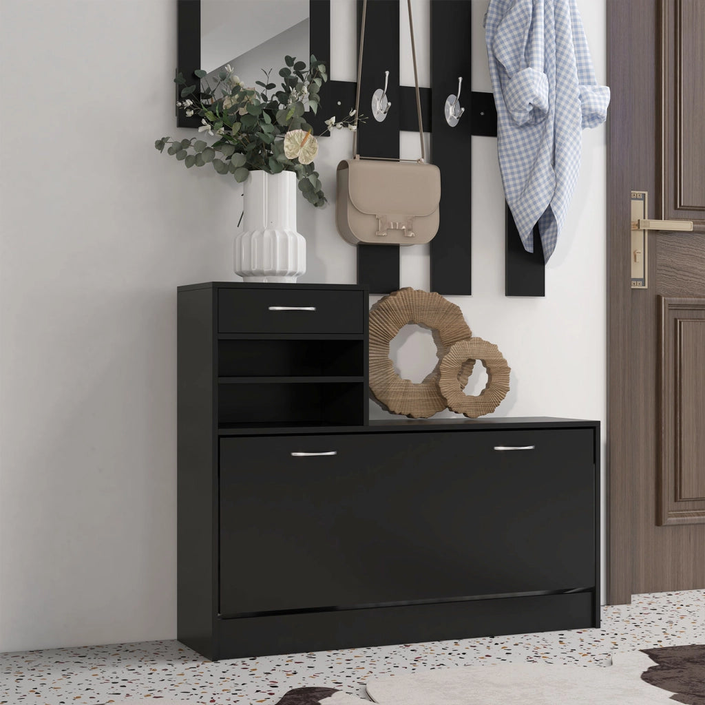 Set Ingresso con Specchio e Appendiabiti ¨C Zephmum ¨C 2 Pezzi Nero