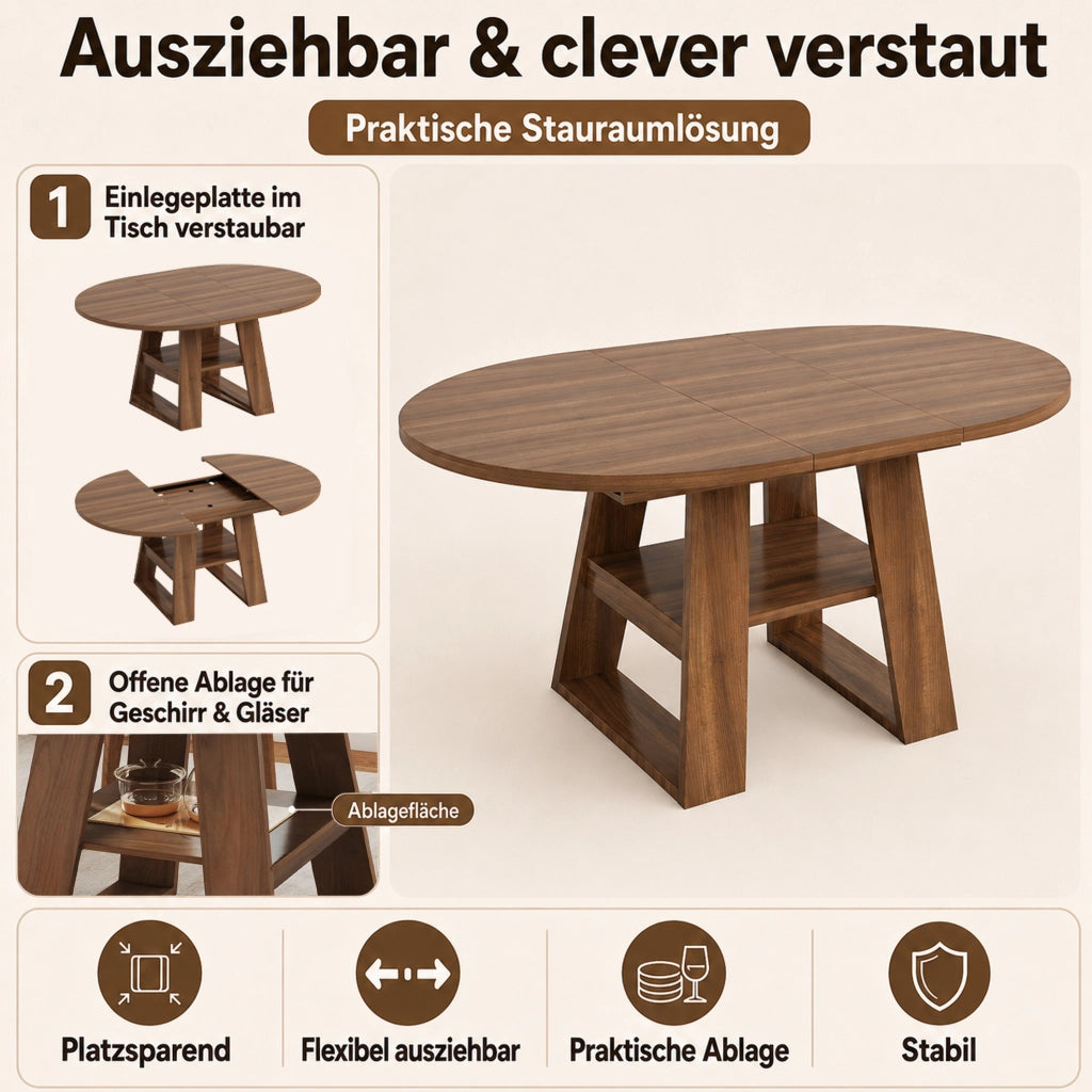 TAVOLO DA PRANZO Estensibile Ø 110/150x110 cm MDF Color Noce