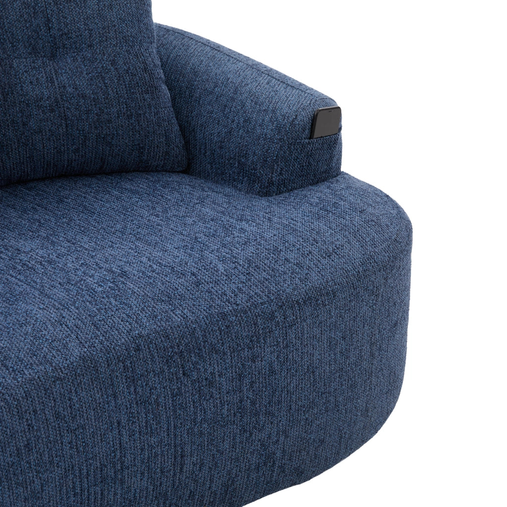 Divano a due posti in chenille con seduta profonda e cuscini extra spessi blu senza montaggio 164 × 92 × 60 cm