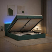 Letto Ottomano con Materasso e LED Verde Scuro 140 x 200 cm 3457218