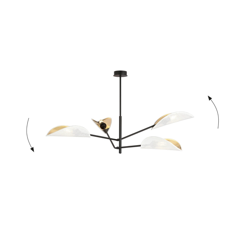 Emibig Plafoniera VENE 4 luci E14 nero bianco oro 1159/4
