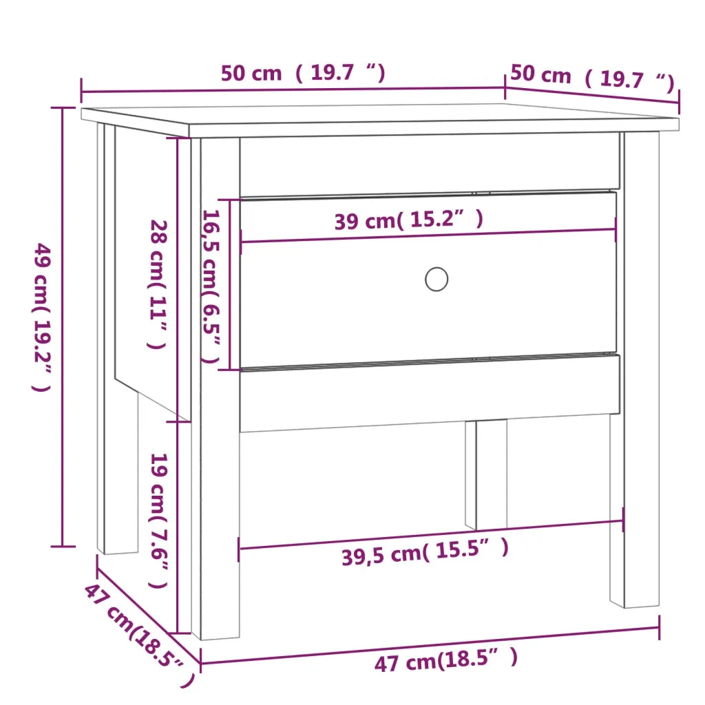 Tavolino Marrone Ambrato 50x50x49 cm Legno Massello di Pino 813800
