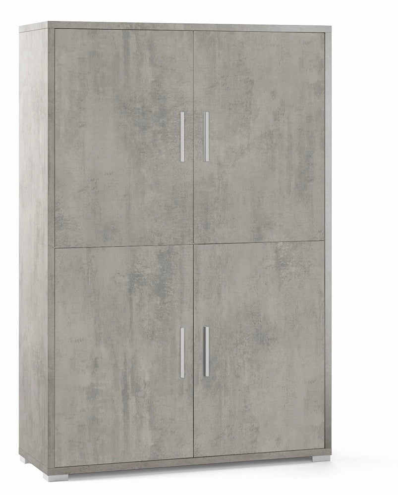 Armadio 4 ante e 4 Ripiani Interni H161 L108 P41 Cm colore Cemento 834k Sarmog