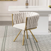 Sedia Girevole in Velluto ¨C Xylo ¨C Beige, Gambe in Metallo Dorato