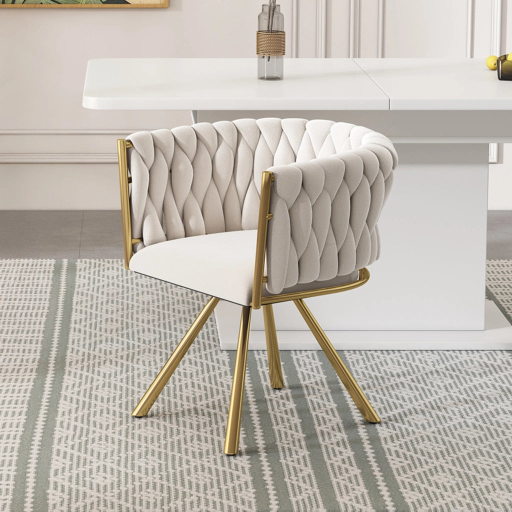Sedia Girevole in Velluto ¨C Xylo ¨C Beige, Gambe in Metallo Dorato