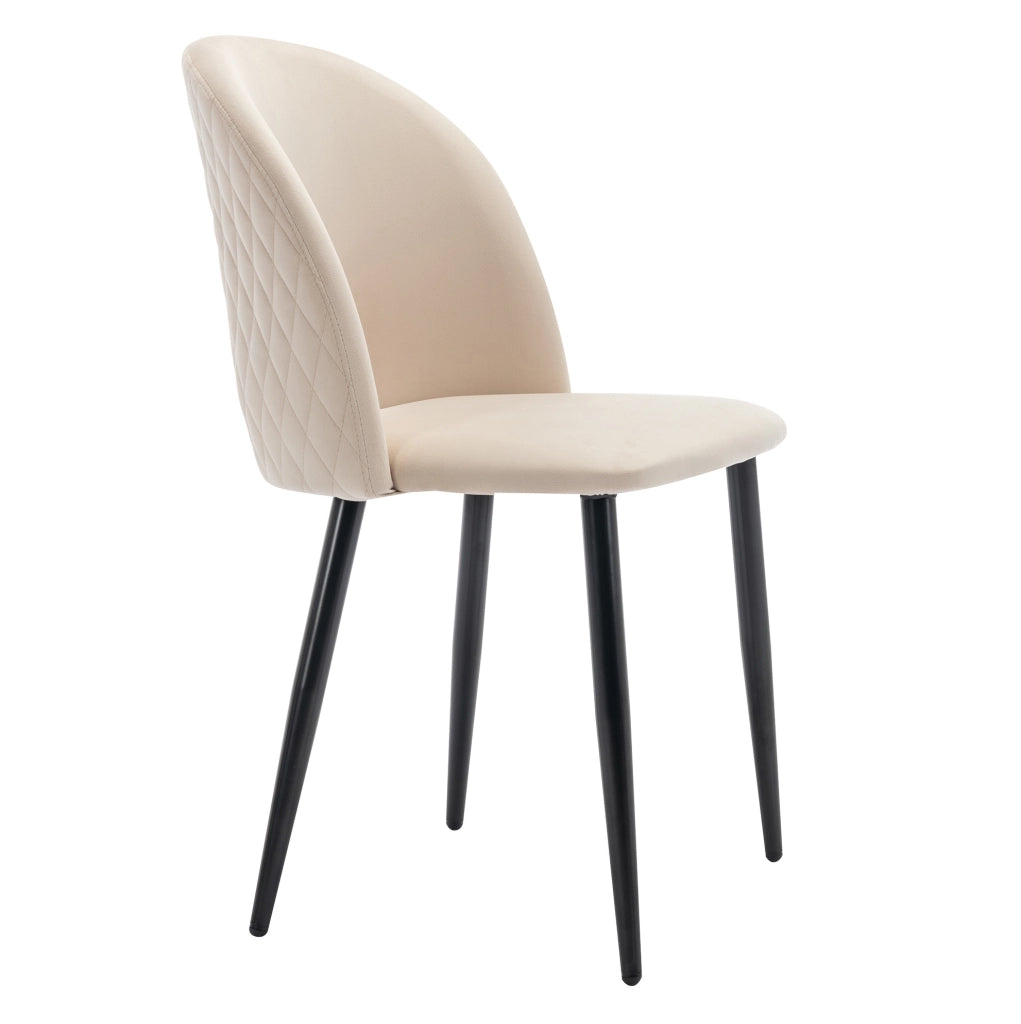 Set tavolo da pranzo 140x80 cm grigio MDF; 4 sedie beige in velluto