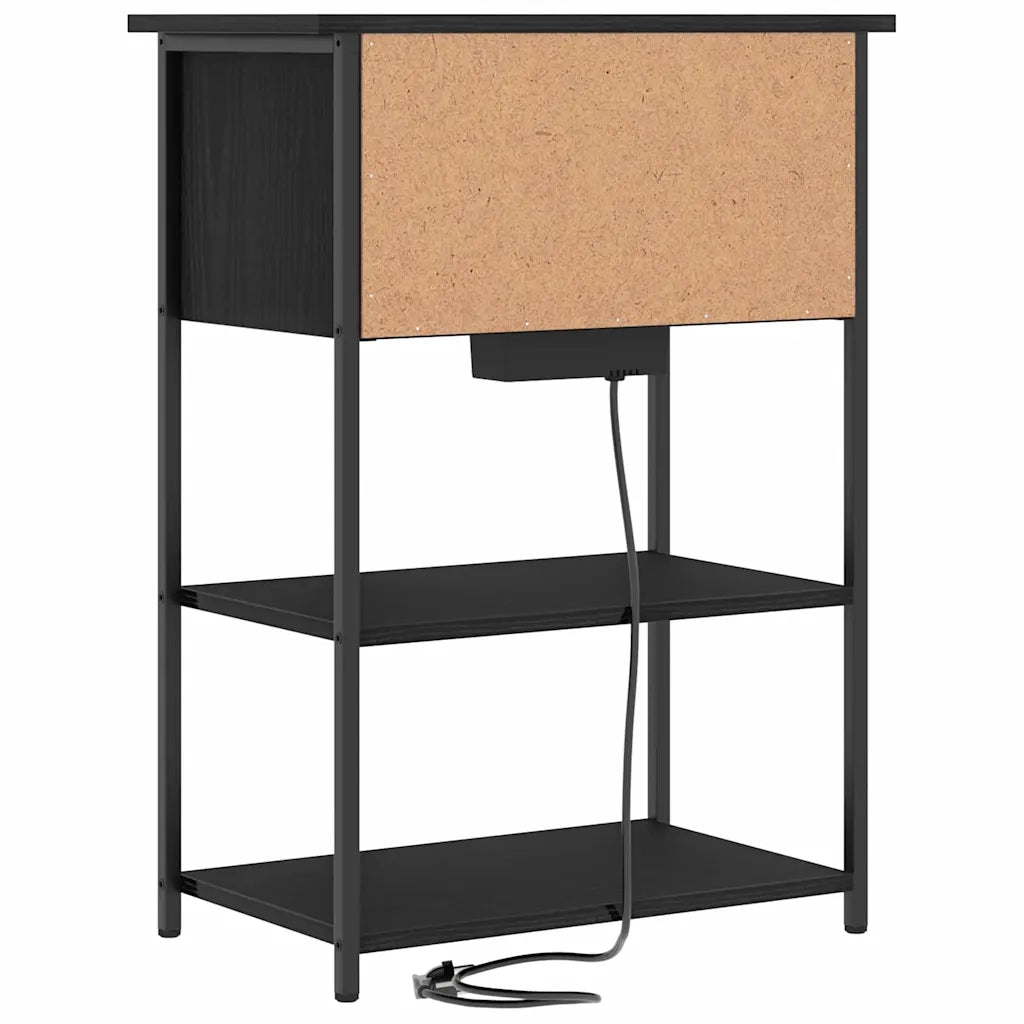 Comodino | Armadio da Notte | Mobiletto da notte Rovere Nero 55 x 31 x 76 cm Legno multistrato