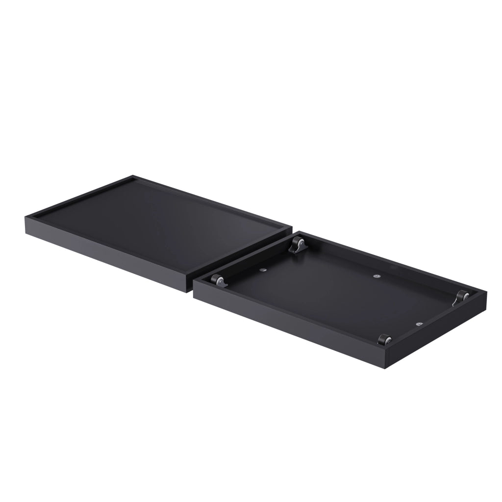 Set guardaroba con panca imbottita, 4 ganci, ante e cassetti, MDF nero, 100×180×35 cm