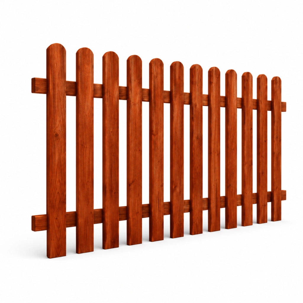Staccionata In Legno Di Pino Per Giardino Orto E Recinzioni Decorative Con Doghe Arrotondate Barriera Outdoor Resistente Alle Intemperie 180 x 100 Cm Legno Scuro