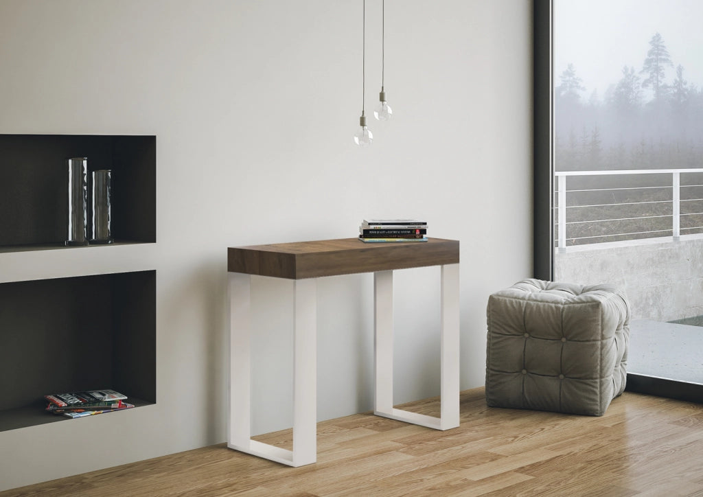 Consolle allungabile 90x40/300 cm Tekno Cemento telaio Bianco