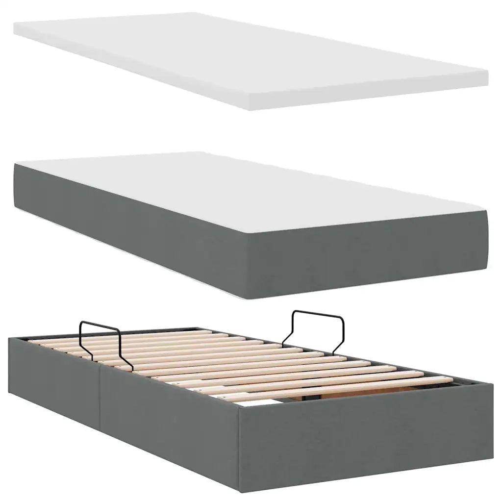 Letto con contenitore e materasso Grigio scuro 100 x 200 cm 3371824