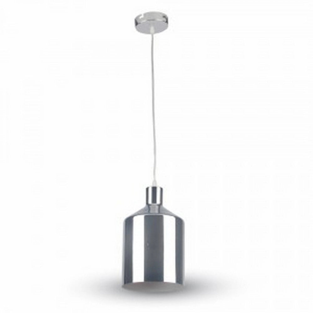 Trade Shop - Lampadario Pendente Lampada A Sospensione Cromato A Forma Di Cilindro Vt-8175 -