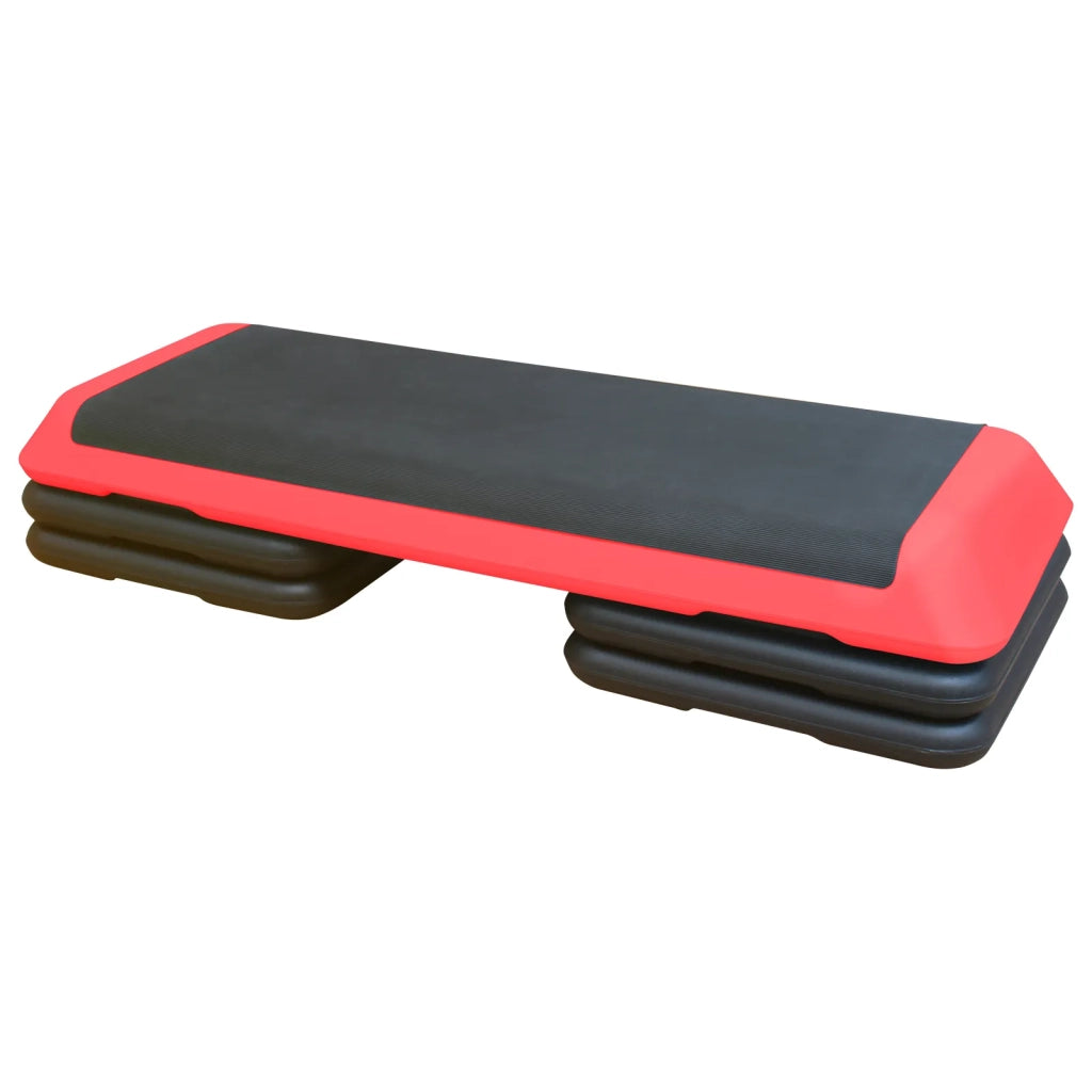 Piattaforma Step Aerobica Regolabile 110 cm con 4 Alzate, Stepper per Allenamento Cardio e Forza in Palestra Casa, Rosso