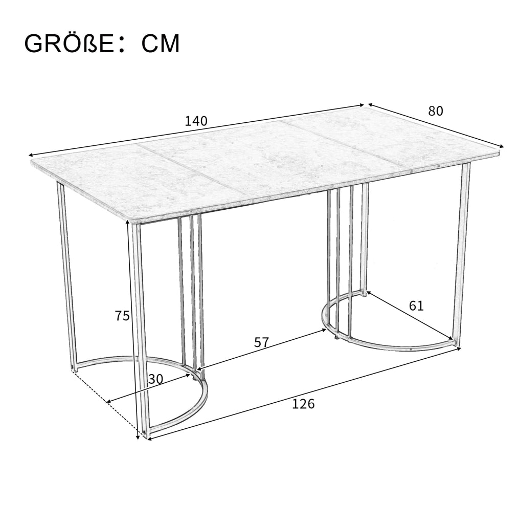 Set da pranzo moderno 5 pezzi con tavolo 140x80 cm in MDF grigio e 4 sedie in velluto marrone con gambe in metallo nero