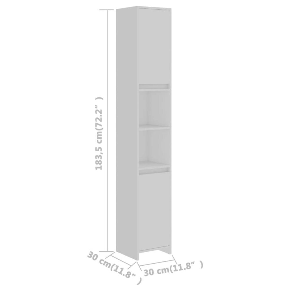 Bathroom Cabinet, White, 30x30x183.5 Cm, Wood-based Material