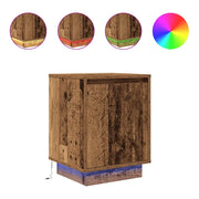 Comodino | Armadio da Notte | Mobiletto da notte con Luci LED Legno Antico 38x34x50 cm