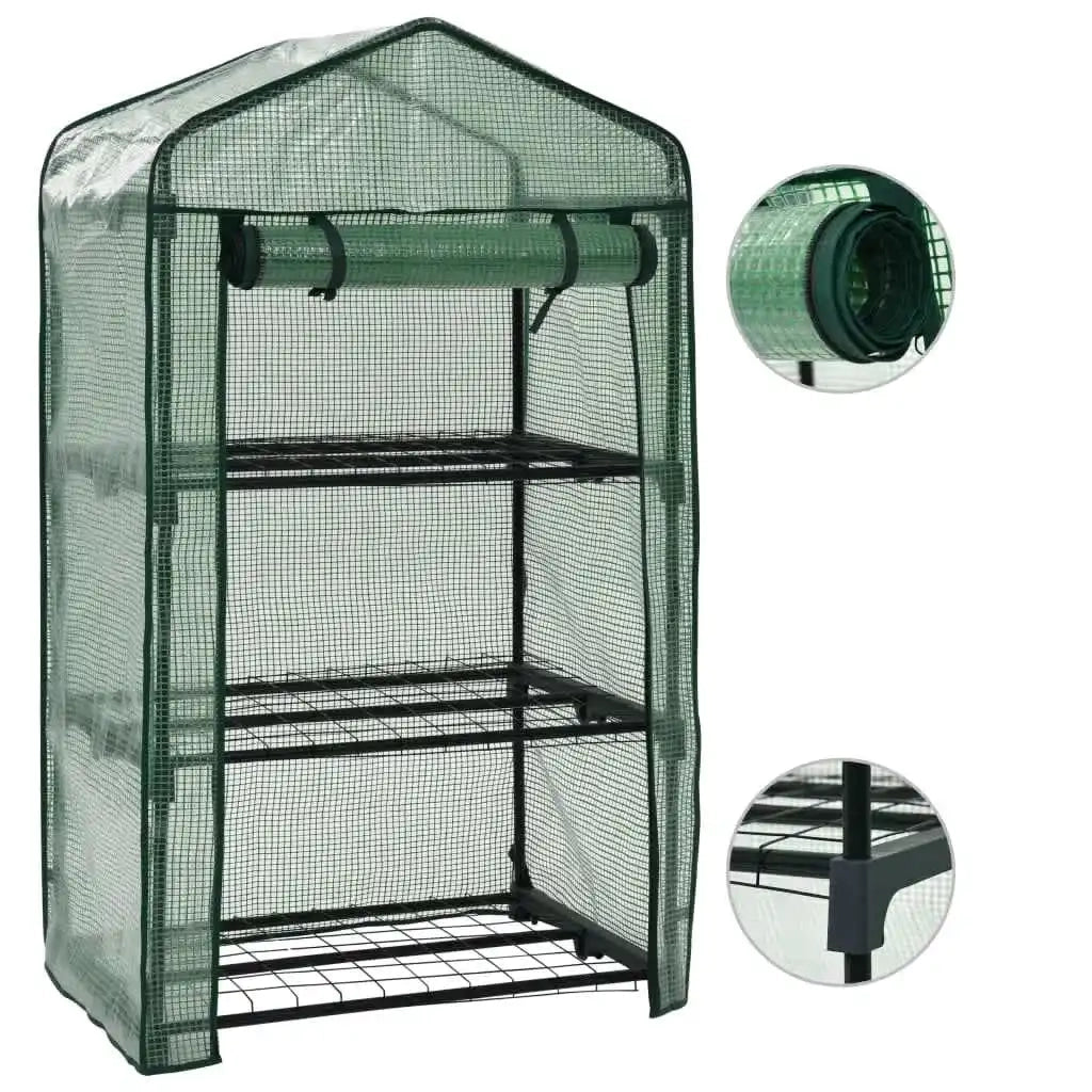 Mini serra a 3 livelli 69 x 49 x 125 cm facile accesso finitura resistente in polietilene verde 02_0045930