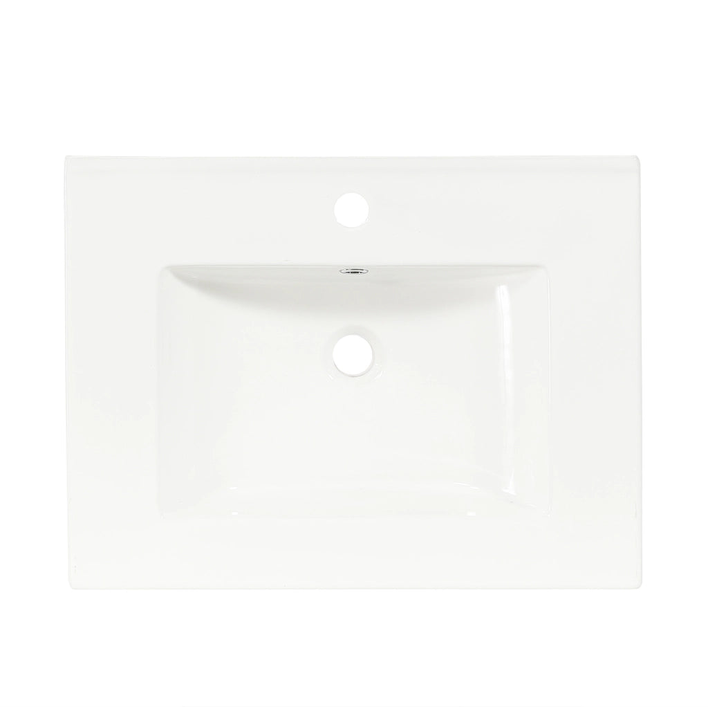 Mobile bagno 61cm con lavabo in ceramica, ante in rattan traspirante e struttura in MDF effetto legno naturale