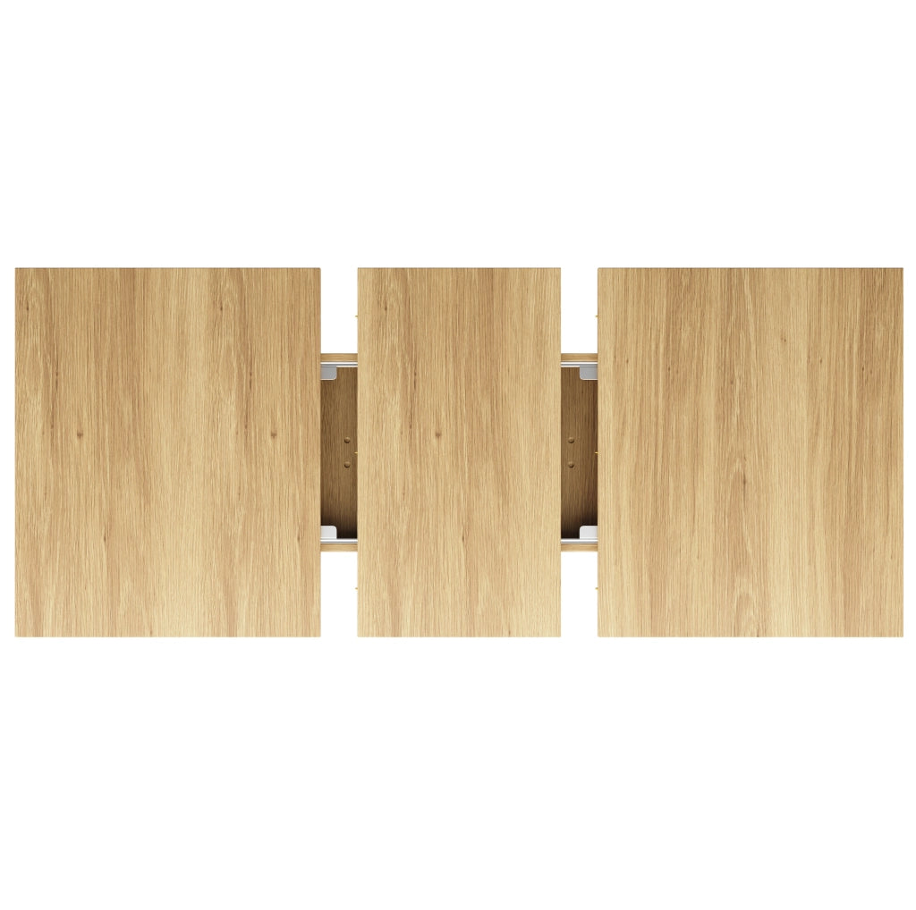 Tavolo da Pranzo Allungabile in MDF e Metallo, Design a Doppia Colonna, 120-160x80x76 cm, Marrone Naturale