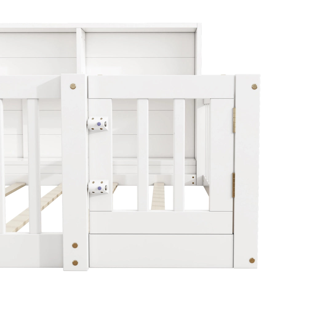 Letto per bambini 140x200 cm con sponde e vani laterali