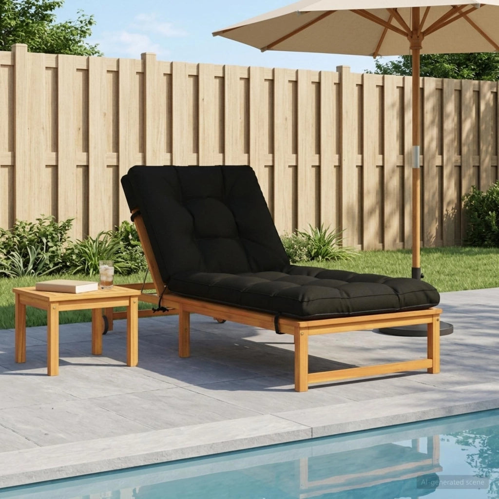 Cuscino per Lettino VIANEN 100% Poliestere Nero 200 x 70 x 8 cm 953861