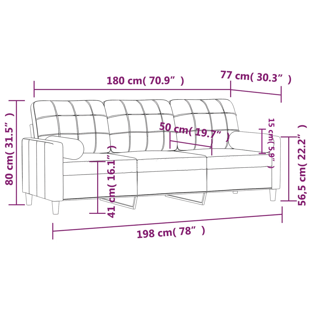 Divano | Divano da soggiorno | Sofa a 3 Posti con Cuscini Giallo Chiaro 180 cm in Tessuto