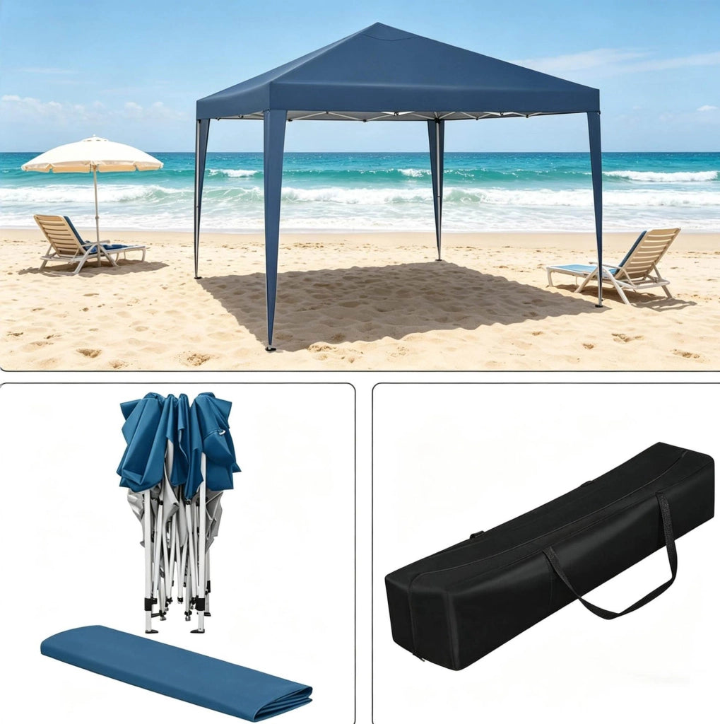 Gazebo pieghevole 3x3 m blu con borsa da trasporto