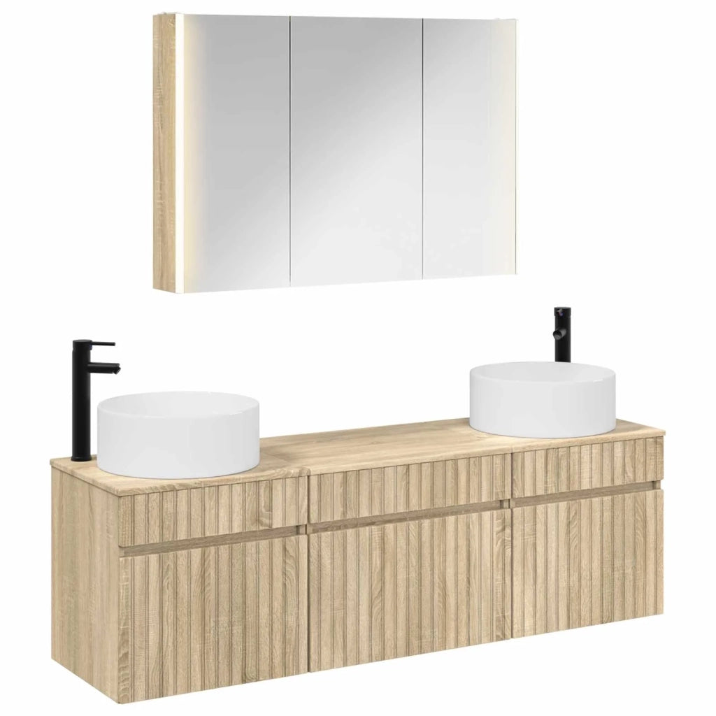 Set di Armadi da Bagno 4 pz Rovere Sonoma Legno ingegnerizzato 3406665