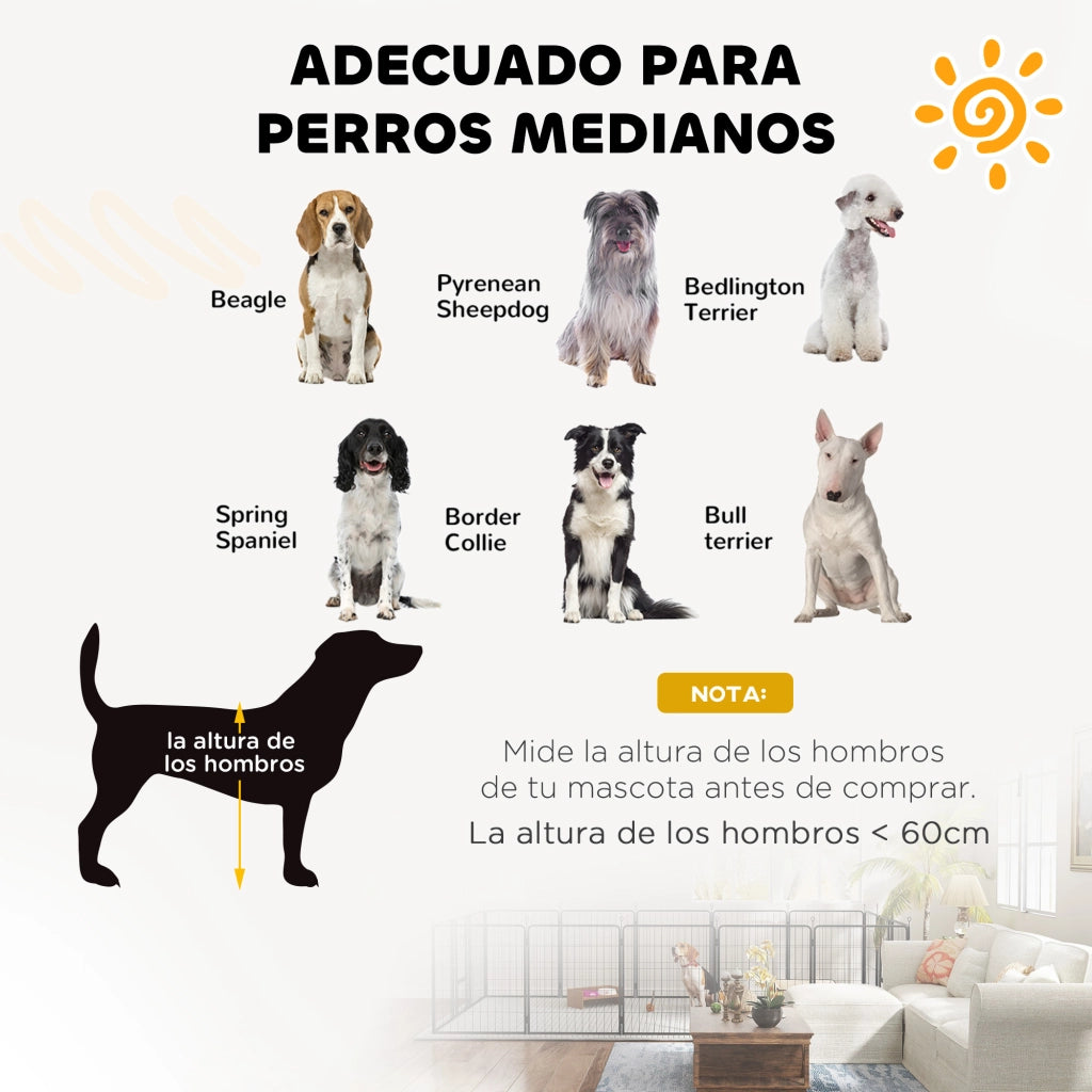 Recinto per Cani 12 Pannelli Pieghevole con Porte e Chiusura ¨C Minimal ¨C Nero 68x80 cm