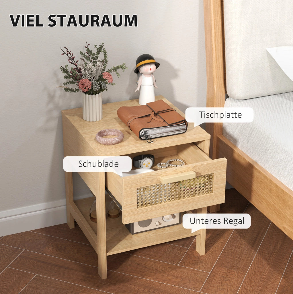 Comodino in legno con cassetto e ripiano 40 x 40 x 48,4 cm