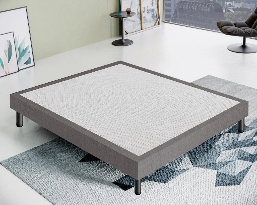 Letto Sommier Matrimoniale 160x190 Grigio Rivestito - Resistente fino a 120 Kg per Persona
