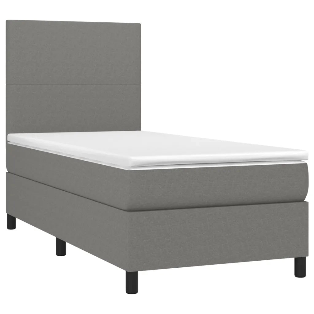 Letto a Molle Materasso e LED Grigio Scuro 90x200 cm in Tessuto 3134686