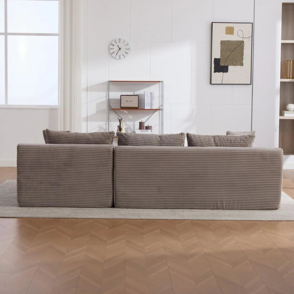 Divano modulare, divano compatto, tessuto chenille, schiuma ad alta elasticità 30D, base antiscivolo, 4 posti, grigio