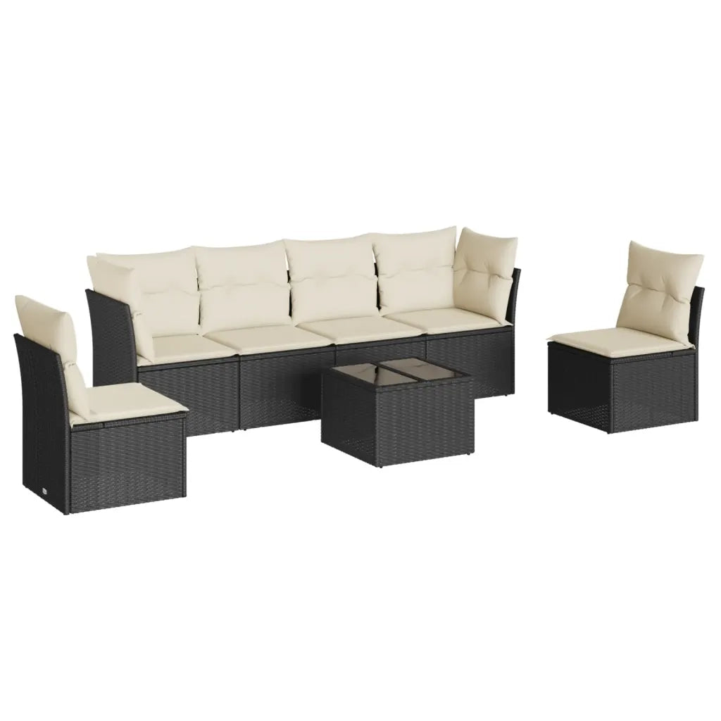 Set Divani da Giardino con Cuscini 7pz Nero Polyrattan 3217376