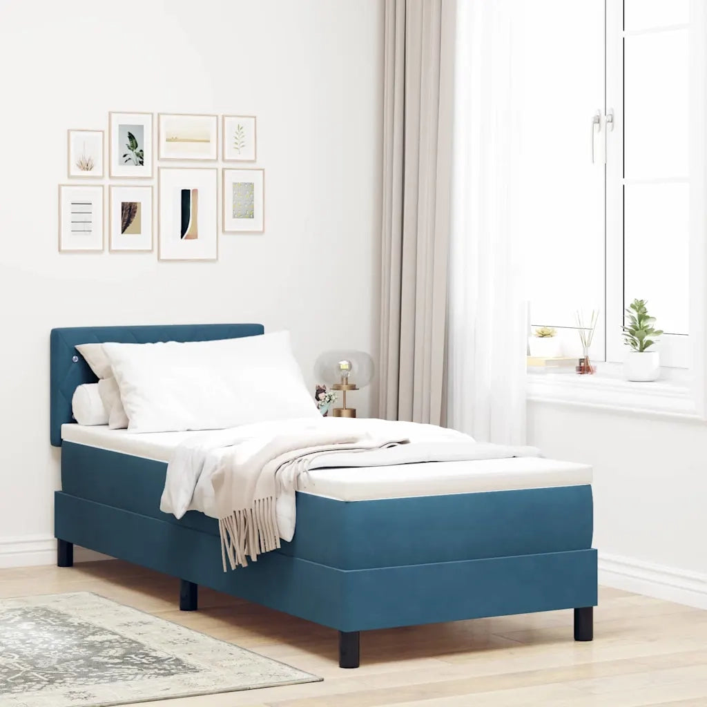 Letto a Sorgente LED con led Blu Scuro 80 x 200 cm Velluto