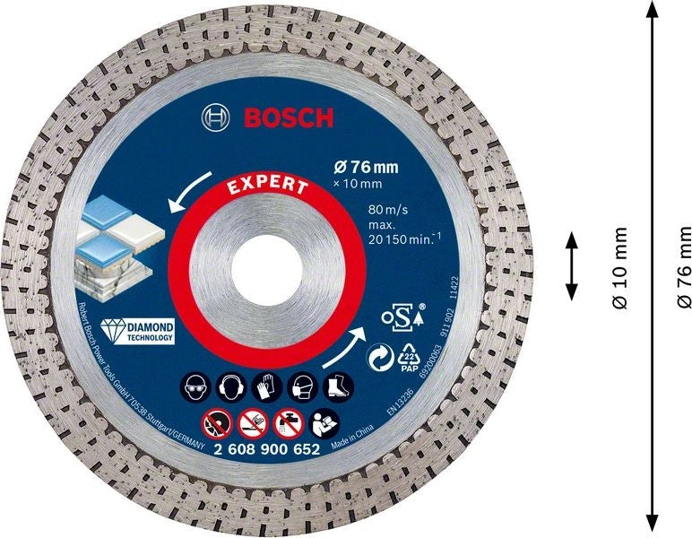2608900652 - DISCO DIAMANTATO X CERAMICHE DURE D.76mm  PER SMERIGLIATRICI