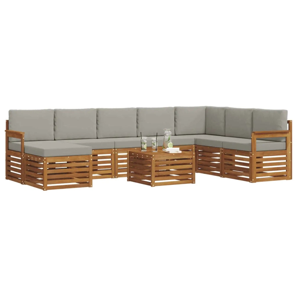 Set divano sezionale con cuscino 9 pcs Grigio Naturale e Chiaro 3375316