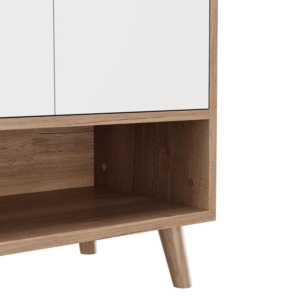 Scarpiera con 4 ante e cassetto ripiano regolabile in pannello truciolare bianco naturale 120 × 35 × 99 cm
