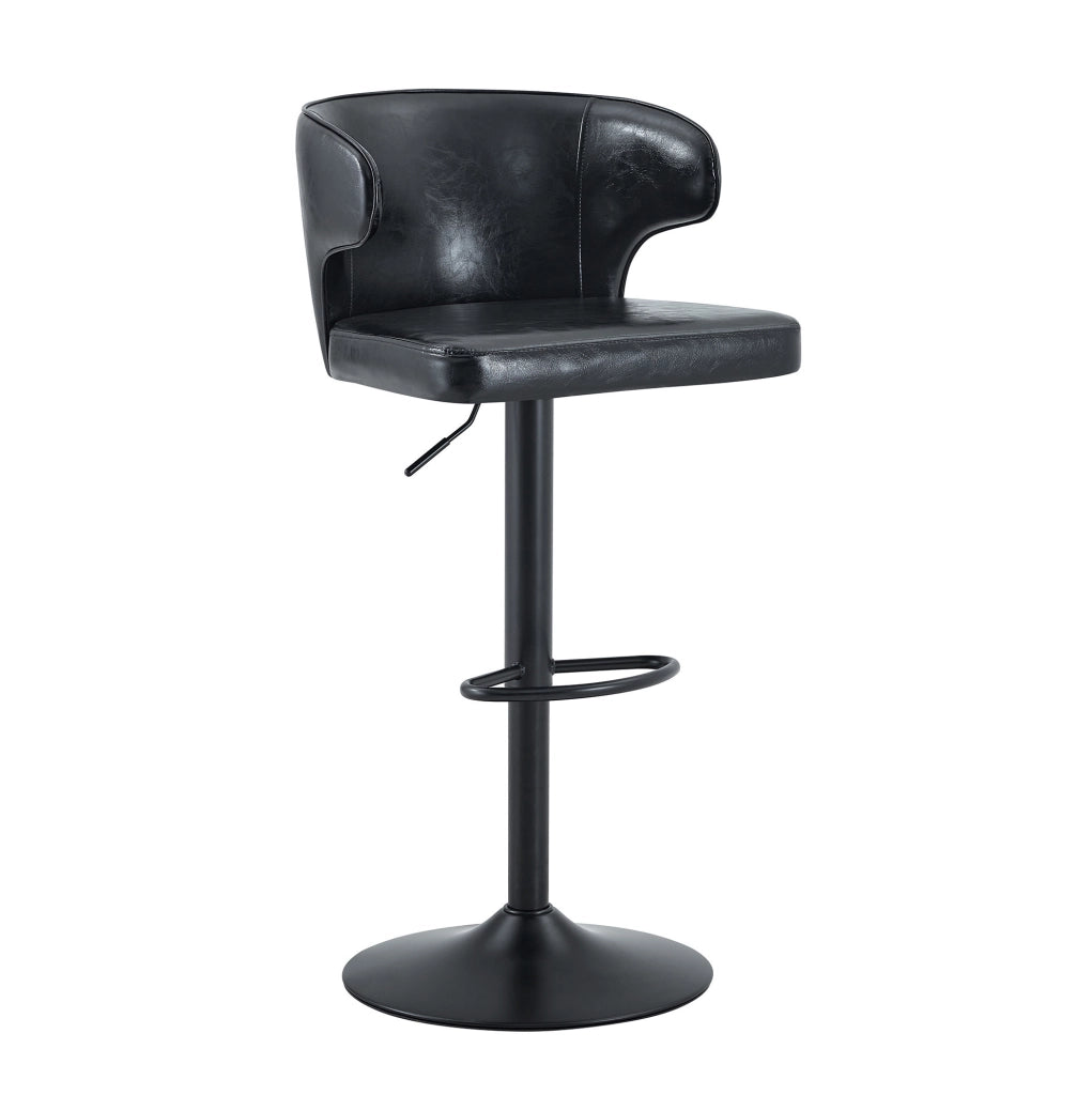 Set 2 sgabelli da bar regolabili con schienale in PU nero HOMVRA