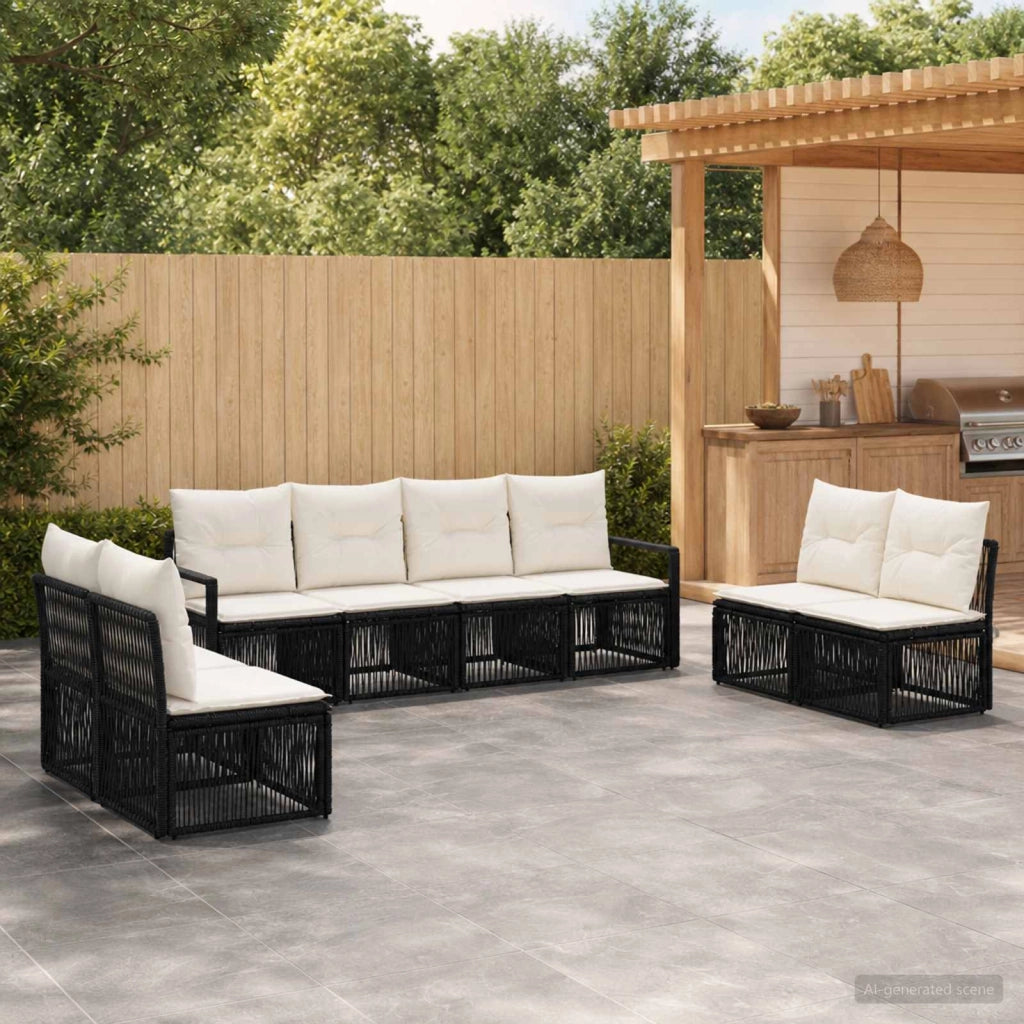 Set Divano da Giardino 8 pz Nero polyrattan 3435685