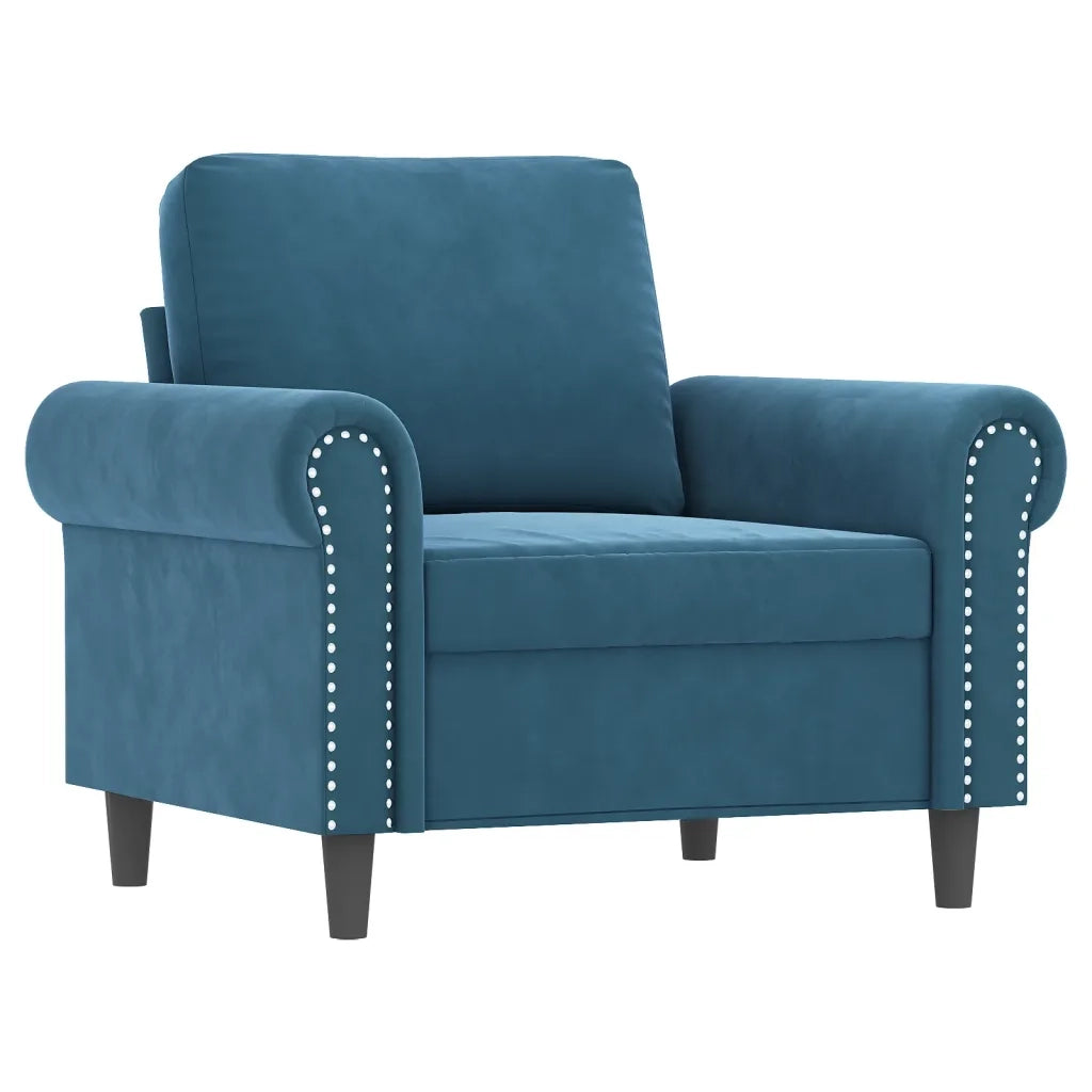 Set di Divani 4 pz con Cuscini Blu in Velluto