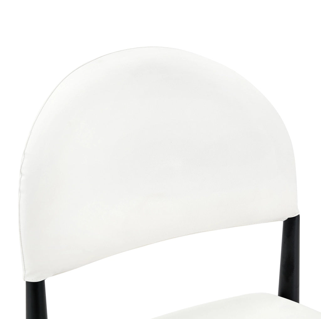 Sedie da pranzo in PU bianco con schienale semicircolare e gambe in metallo HOMVRA