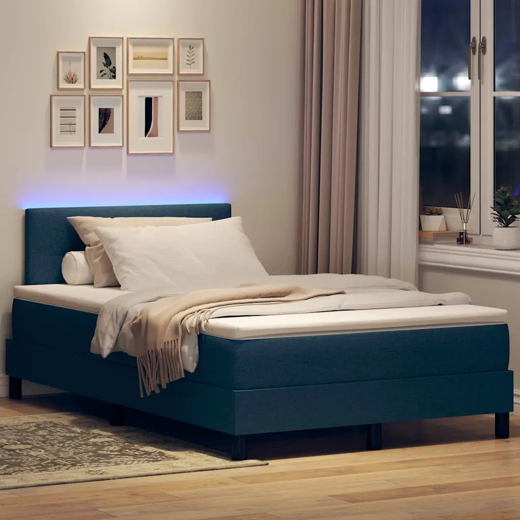 Letto a molle con materasso con led Blu 120 x 200 cm Tessuto
