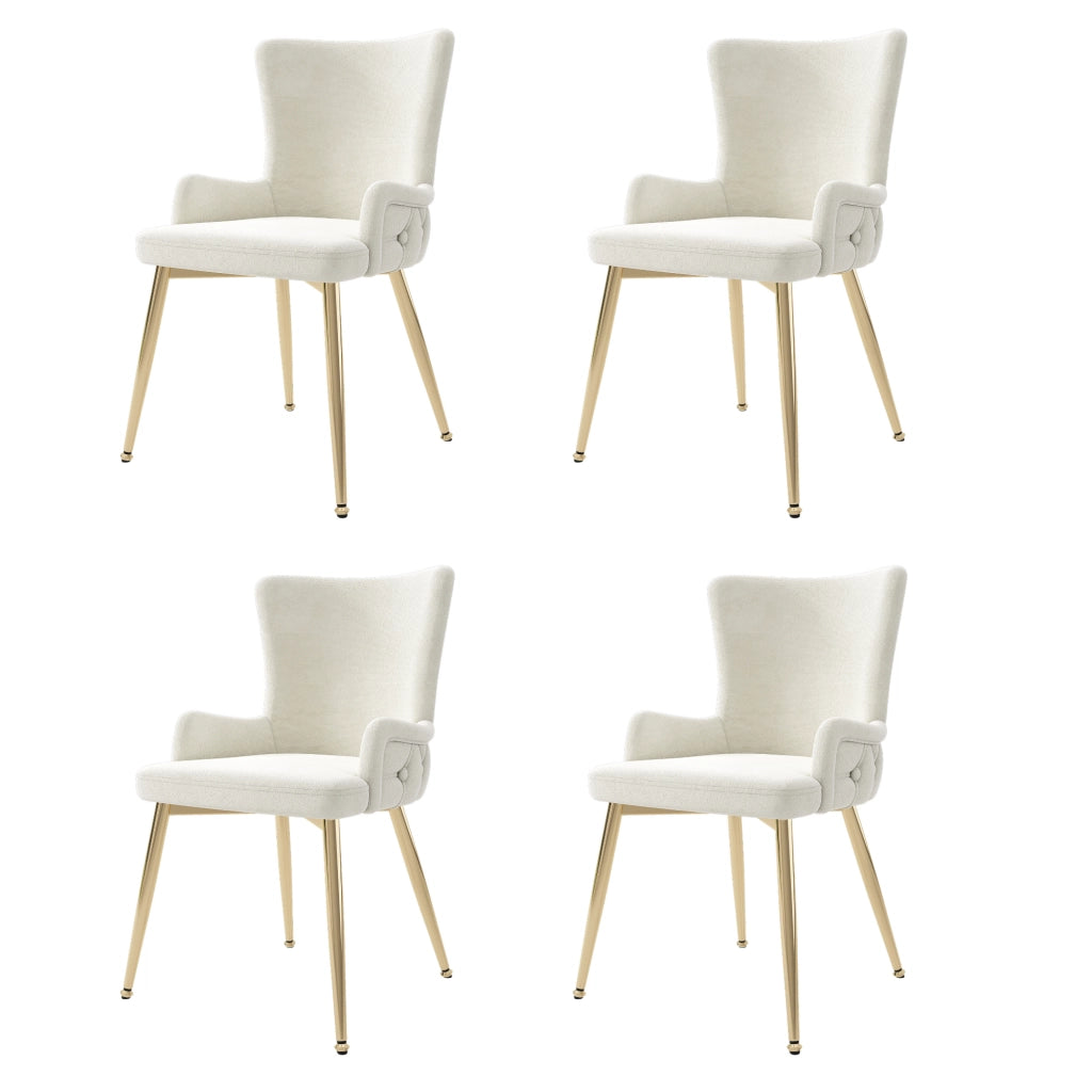 Sedie da Pranzo Set 4 Pezzi in Velluto con Gambe in Metallo Dorato ¨C Xylo ¨C Beige