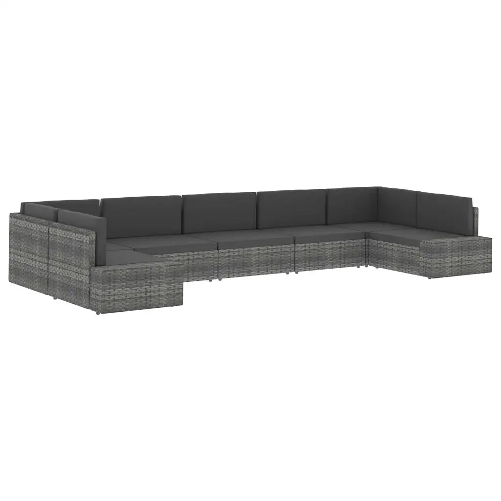 Divano Modulare a 2 Posti in Polyrattan Nero 49503