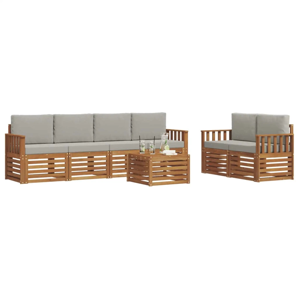 Set divani con cuscino 7 pcs Grigio Naturale e Chiaro 3374401
