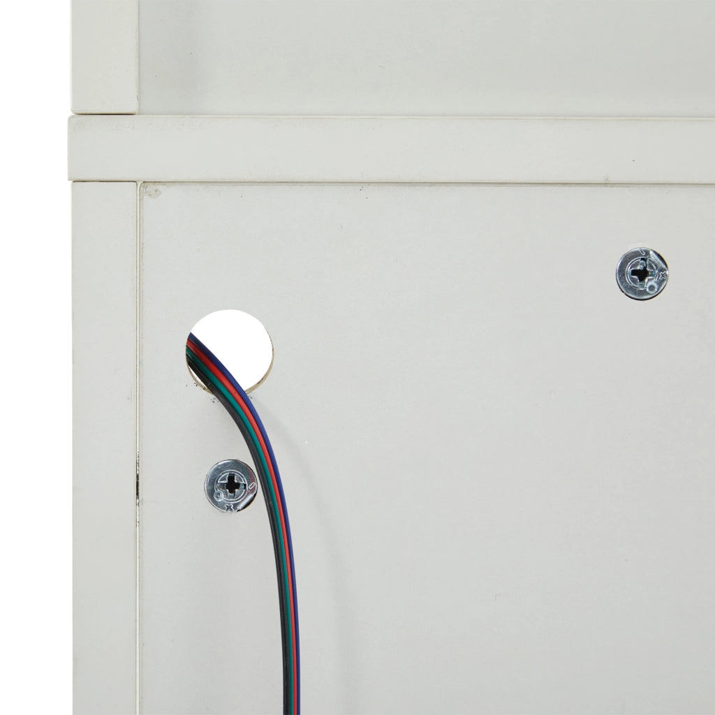 Vetrina alta con LED Bluetooth e ripiano in vetro temperato in truciolare bianco lucido 45 × 35 × 160 cm