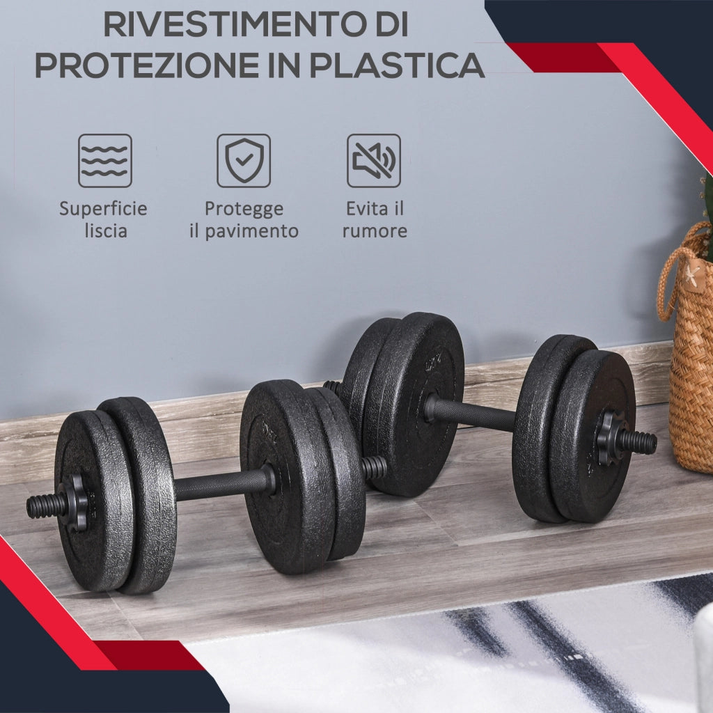Set Manubri 20kg con 8 Dischi ¨C Xylo ¨C 4x2.5kg + 4x2kg, ?25mm