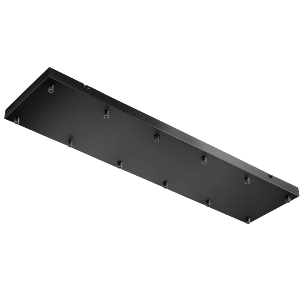 Rosone Rettangolare Ofelia Mini B R/12 - Base per Lampada a Sospensione con 12 Fori, Finitura Nero Opaco, Grado IP20 - Gealuce