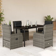 Set da Pranzo da Giardino 5 pz con Cuscini in Polyrattan Grigio 3262863